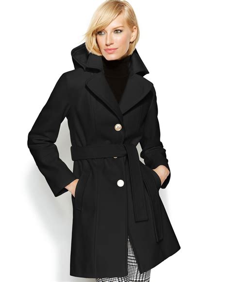 michael kors black coat womens|Michael Kors black wool coat.